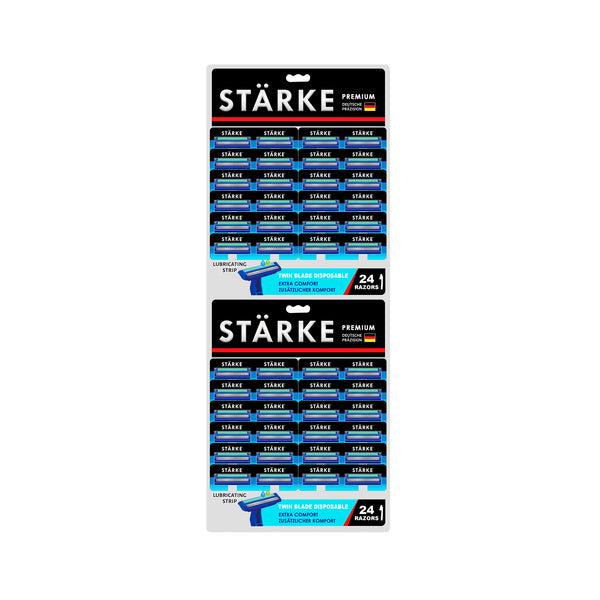STÄRKE PREMIUM Twin Blade Razors – Card of 48 Razors